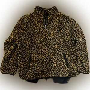 Time and Tru Leopard Black and tan Patterned Jacket Size Large